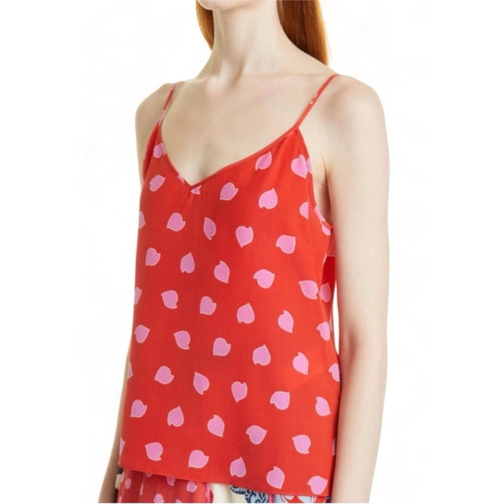 Diane Von Furstenberg Edith Pink and Red 100% Silk Cami, size 8